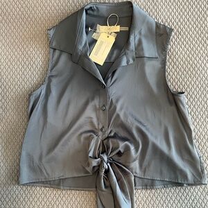 NEW - Georgie Sleeveless Tie Front Top - Navy